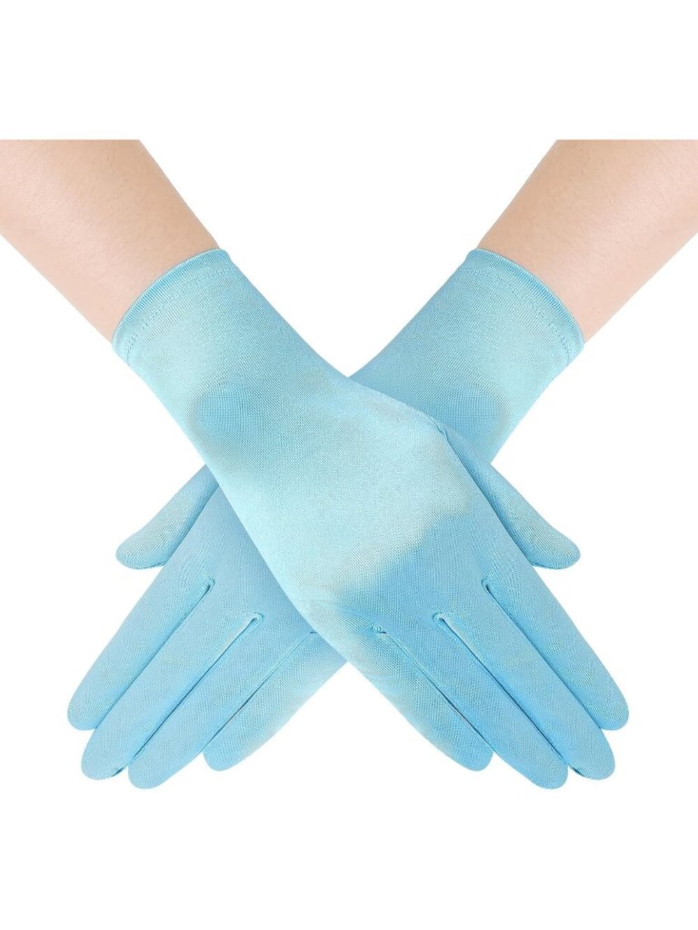 Women's Baby Blue 1920s Bridal Tea Party Wedding Short Satin Opera Gloves